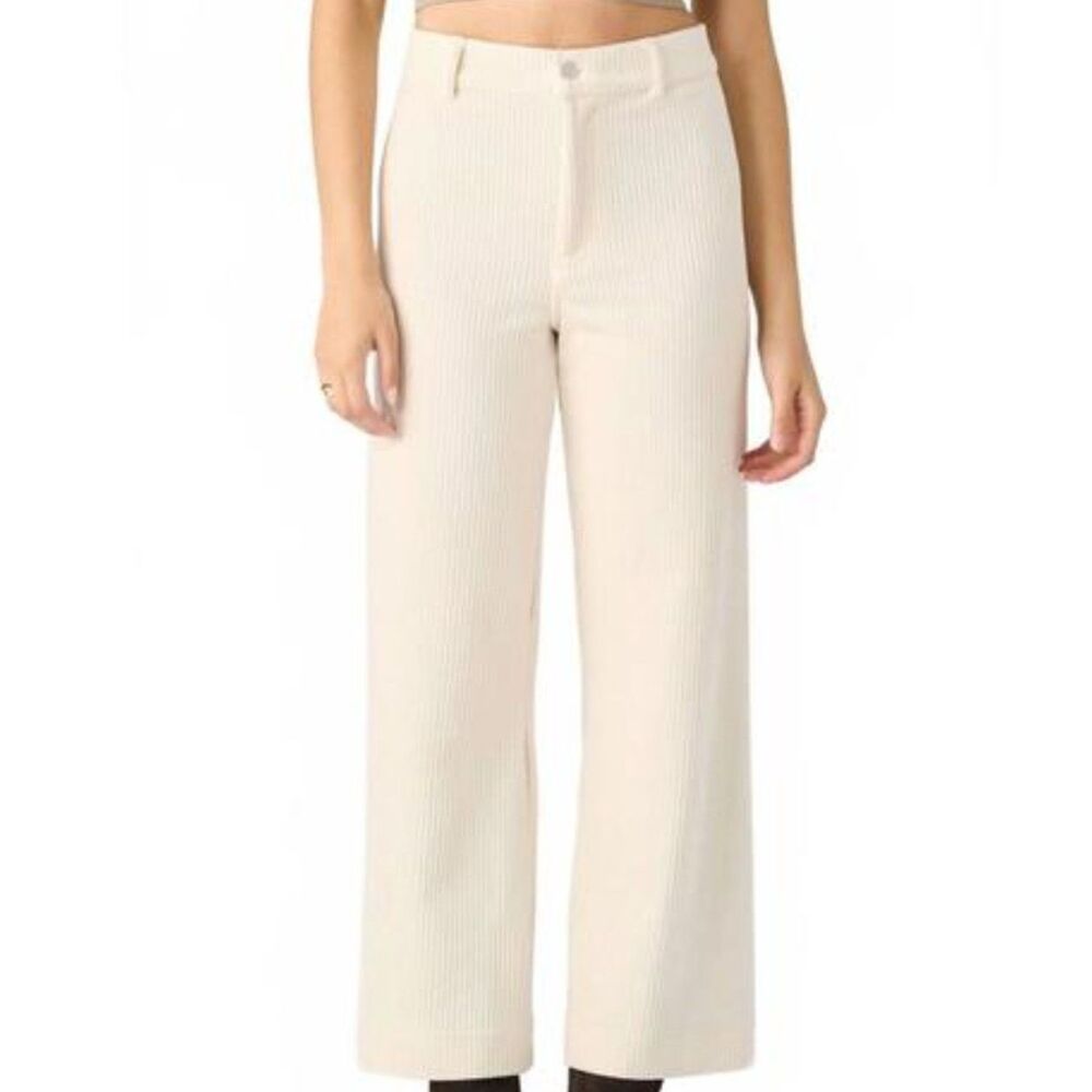 Dex Wide Leg Corduroy Ankle Pant in Ecru High Rise Size XL